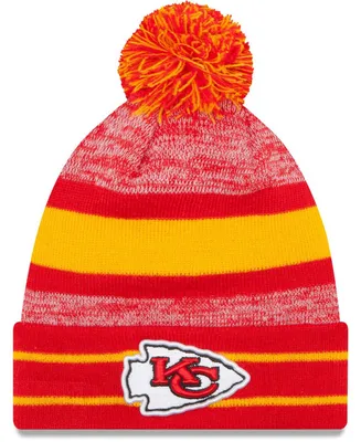 Men's Red Kansas City Chiefs Team Logo Cuffed Knit Hat with Pom
