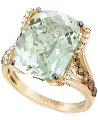Le Vian Mint Julep Quartz (9-3/4 ct. t.w.), White Diamond (1/8 t.w.) and Chocolate (3/8 Ring 14k Gold, Created for Macy's