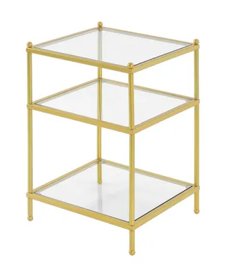 Convenience Concepts 16.25" Glass Royal Crest 3 Tier End Table - Clear Glass, Gold