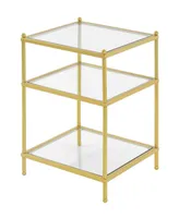 Convenience Concepts 16.25" Glass Royal Crest 3 Tier End Table - Clear Glass, Gold