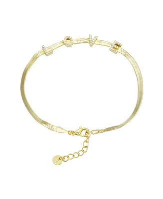 14K Gold Flash-Plated Crystal "Love" Bracelet