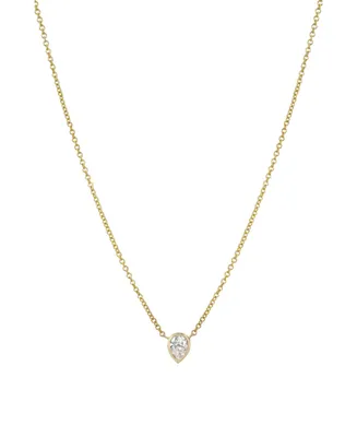 Zoe Lev Pear 14K Gold Diamond Bezel Necklace