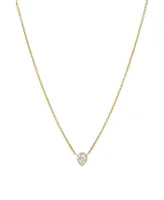 Zoe Lev Pear 14K Gold Diamond Bezel Necklace