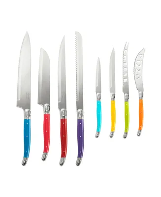 French Home Laguiole Kitchen Knife with Wood Block, Set of 8