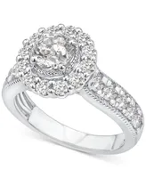 Diamond Halo Engagement Ring (2 ct. t.w.) in 14k White Gold