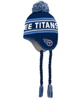 Big Boys and Girls Navy and Light Blue Tennessee Titans Jacquard Tassel Knit Hat with Pom