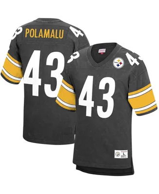 Men's Troy Polamalu Black Pittsburgh Steelers Retired Player Name and Number Acid Wash Top