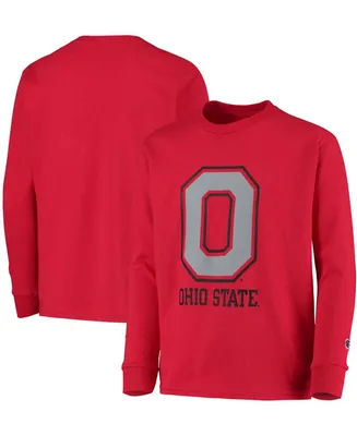 Big Boys Scarlet Ohio State Buckeyes Lockup Long Sleeve T-shirt