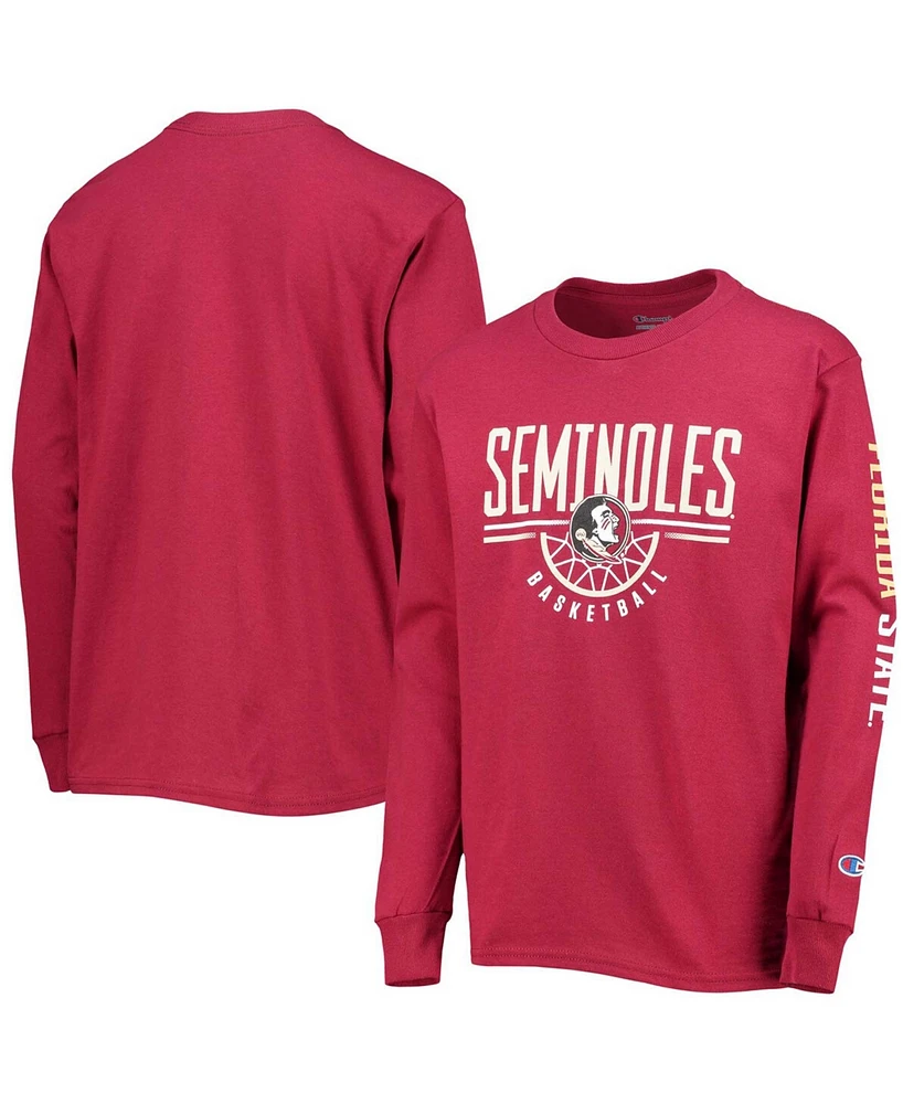 Big Boys and Girls Garnet Florida State Seminoles Basketball Long Sleeve T-shirt