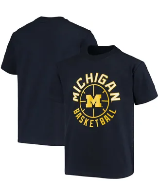 Big Boys and Girls Navy Michigan Wolverines Basketball T-shirt