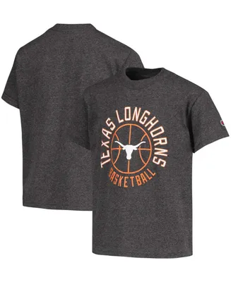 Big Boys and Girls Heathered Charcoal Texas Longhorns Basketball T-shirt