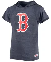 Big Boys and Girls Heathered Navy Boston Red Sox Raglan Short Sleeve Pullover Hoodie