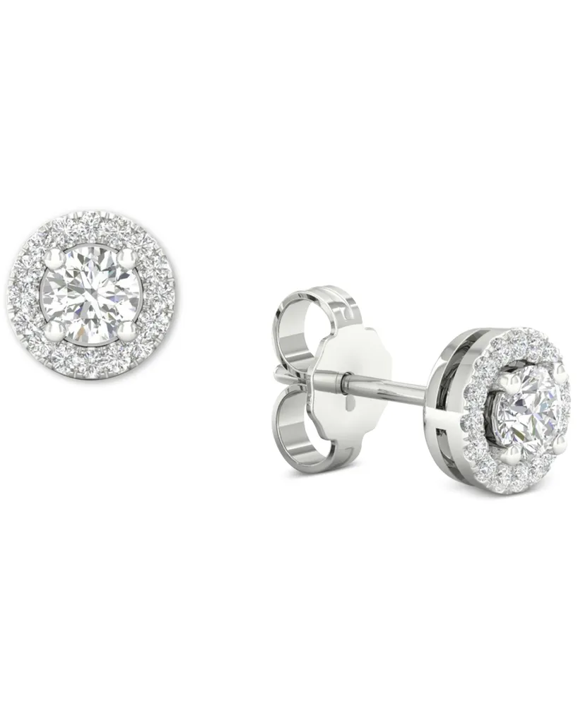 2-Pc. Set Diamond Halo Pendant Necklace & Matching Stud Earrings (5/8 ct. t.w.) in 14k White Gold