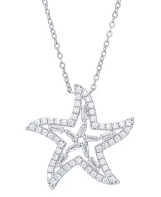 Cubic Zirconia Star Necklace in Fine Silver Plate