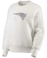 Women's White New England Patriots Milestone Tracker Pullover Sweatshirt