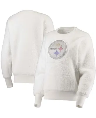 Women's White Pittsburgh Steelers Milestone Tracker Pullover Sweatshirt
