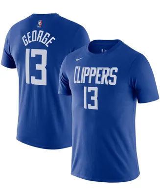 Men's Paul George Royal La Clippers Diamond Icon Name Number T-shirt