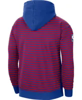 Men's Red and Royal Philadelphia 76ers 75th Anniversary Courtside Striped Pullover Hoodie