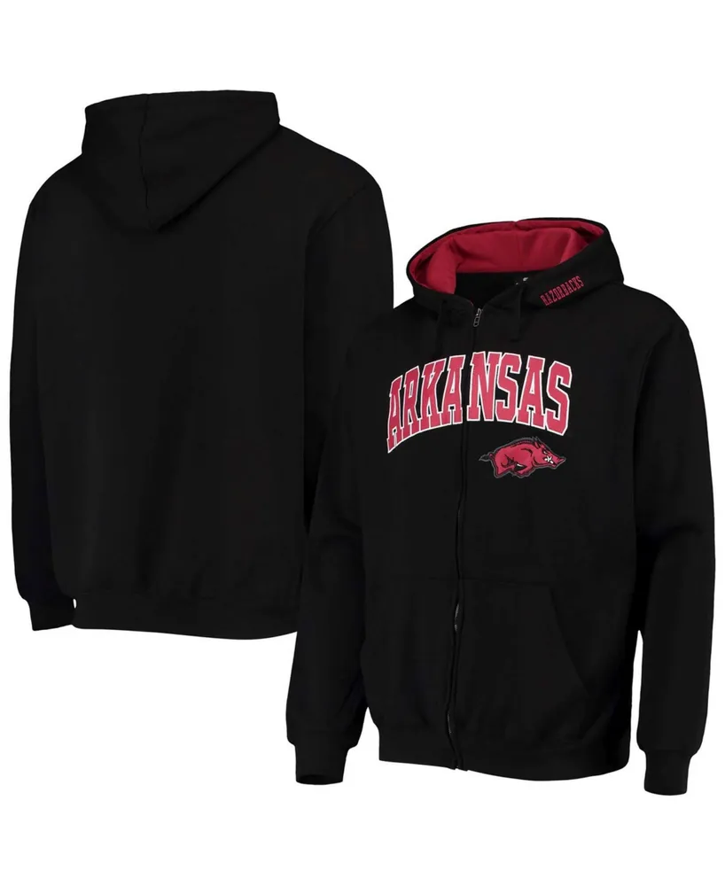 Men's Black Arkansas Razorbacks Arch Logo 3.0 Full-Zip Hoodie