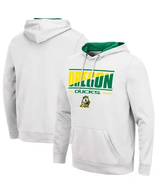 Men's White Oregon Ducks Slash Stack 2.0 Pullover Hoodie