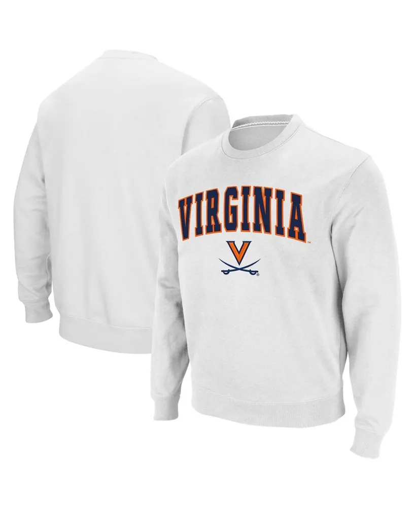Men's White Virginia Cavaliers Team Arch Logo Tackle Twill Pullover Sweatshirt