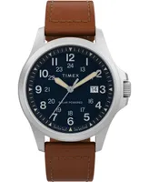 Timex Men's Solar Brown Leather Strap Watch 36 mm