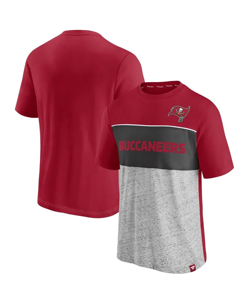 Men's Fanatics Red, Heather Gray Tampa Bay Buccaneers Colorblock T-shirt