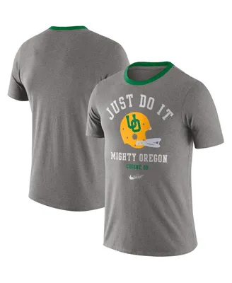 Men's Heathered Gray Oregon Ducks Vault Helmet Tri-Blend T-shirt