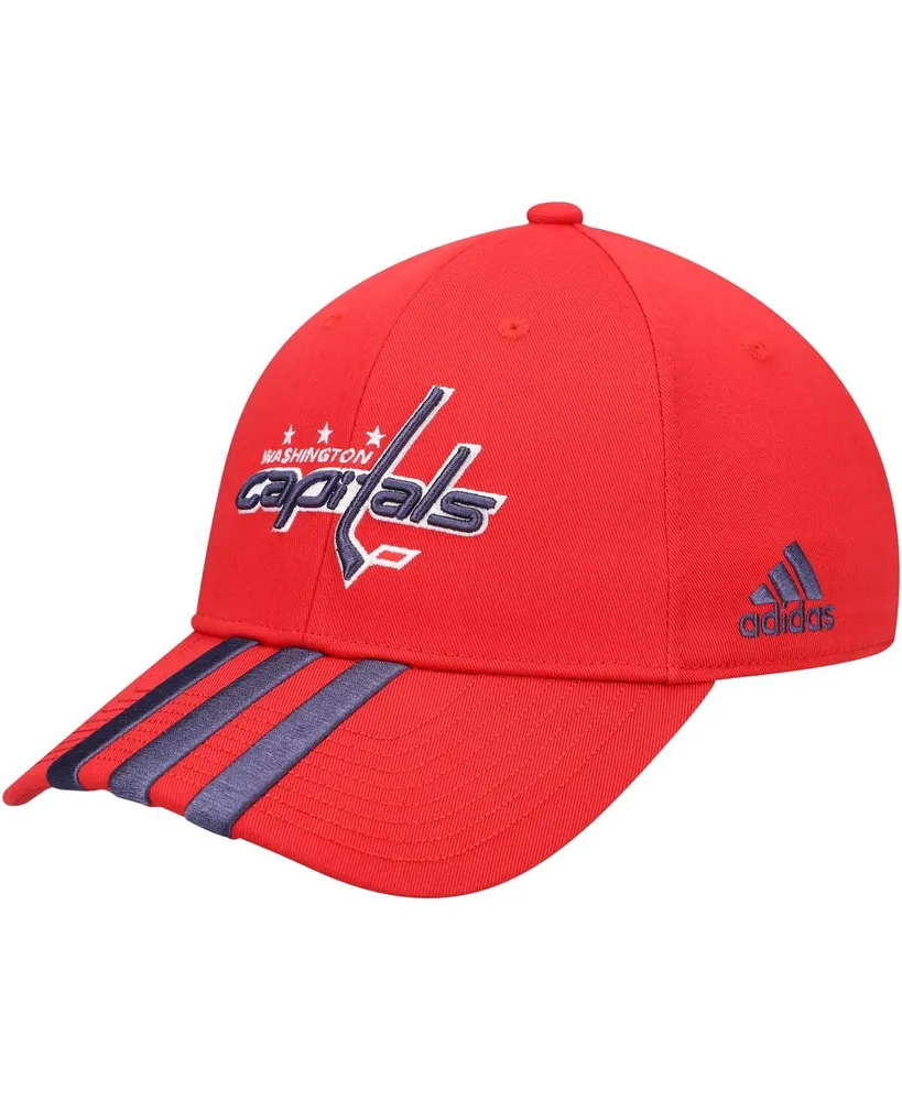 Men's Red Washington Capitals Locker Room Three Stripe Adjustable Hat