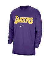 Men's Purple Los Angeles Lakers 75th Anniversary Pregame Shooting Performance Raglan Long Sleeve T-shirt