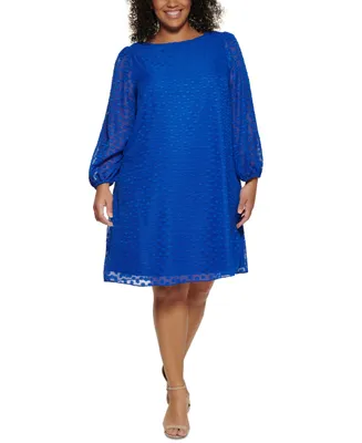 Jessica Howard Plus Size Clip-Dot A-Line Dress
