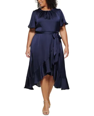 Jessica Howard Plus Flutter-Sleeve Midi Dress