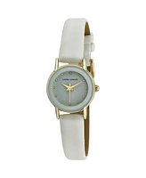 Laura Ashley Women's White Faux Leather Strap Watch 24mm