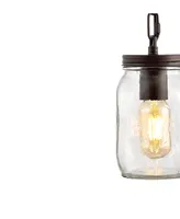 Gaines 1-Light Farmhouse Industrial Iron Mason Jar Led Pendant