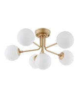 Olivier Parisian 24" 6-Light Globe Modern Industrial Iron Bistro Led Semi Flush Mount, Gold - Gold