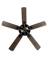 Jasper 2-Light Farmhouse Industrial Iron Dome Shade Led Ceiling Fan with Remote