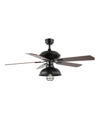 Ashton 1-Light Farmhouse Industrial Iron Dome Shade Led Ceiling Fan with Remote
