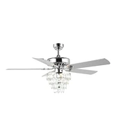 Mindy 3-Light Glam Modern Crystal Shade Led Ceiling Fan with Remote