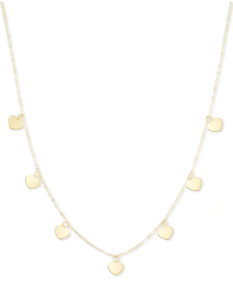 Polished Heart Dangle 18" Collar Necklace in 10k Gold