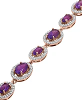 Amethyst (5 ct. t.w.) & Diamond (1/10 Halo Link Bracelet 14k Rose Gold-Plated Sterling Silver (Also Citrine Rhodolite Garnet)