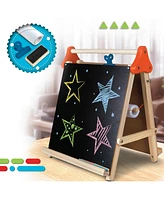 Discovery Kids 3-in-1 Tabletop Dry Erase Chalkboard Painting Art Easel, Wood Frame