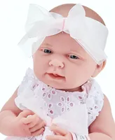 La Newborn 15" Real Girl Baby Doll White Eyelet Dress - Dress