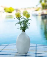 11" Artificial Pom Pom in Ceramic Vase