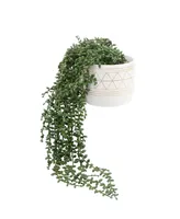 17.5" String of Artificial Beads in 5" Geo Ceramic Pot