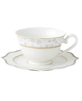 Lorren Home Trends Wavy Mix and Match Bone China Service for 8-Blossom, Set of 57