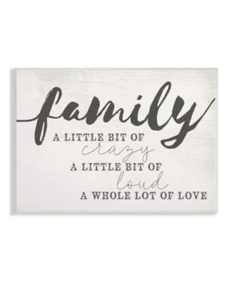 Stupell Industries Family Crazy Loud Love Inspirational Word Design Wall Plaque Art Collection By Daphne Polselli
