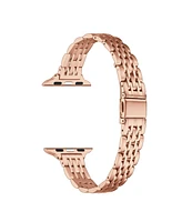 Posh Tech Rainey Skinny Rose Gold Plated Stainless Steel Alloy Link Band for Apple Watch, 38mm-40mm