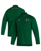 Men's Hunter Green Miami Hurricanes 2021 Sideline Aeroready Quarter-Zip Jacket