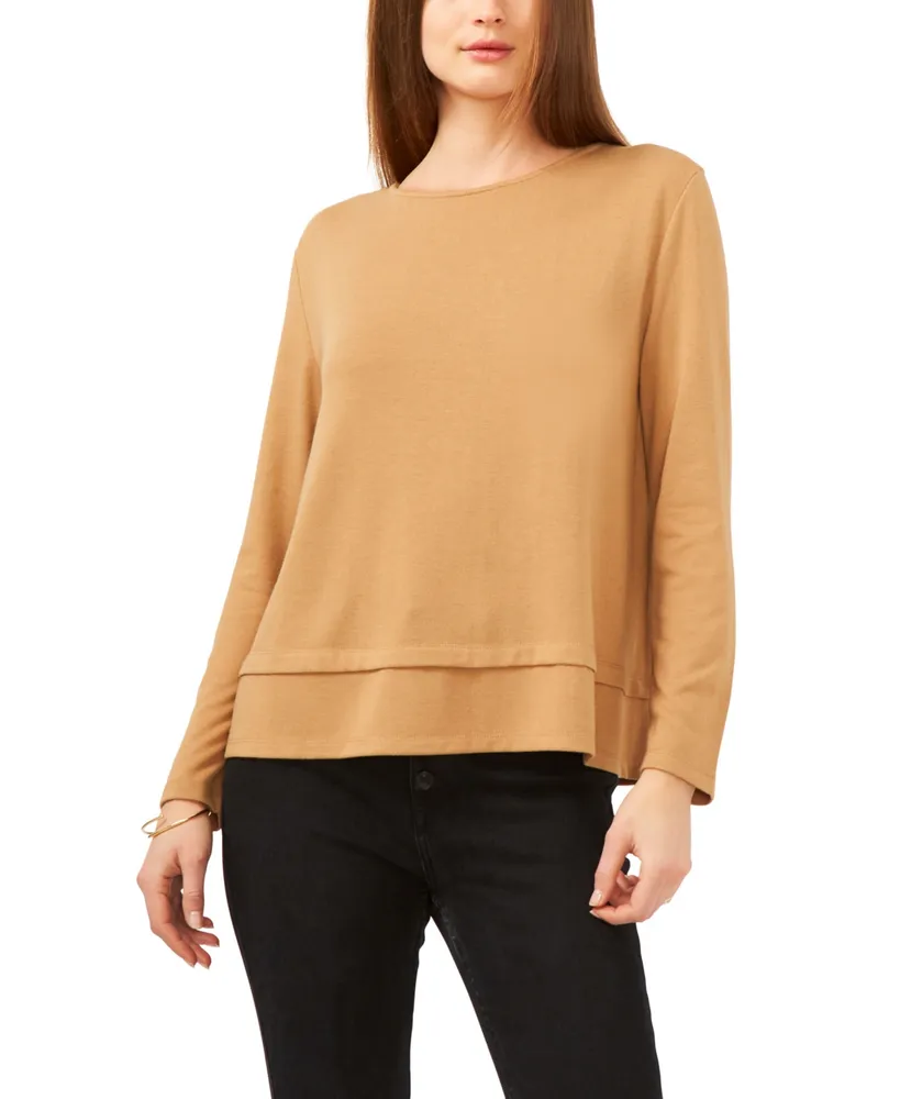 1.state Women's Long Sleeve Tie Back Cozy Knit Top