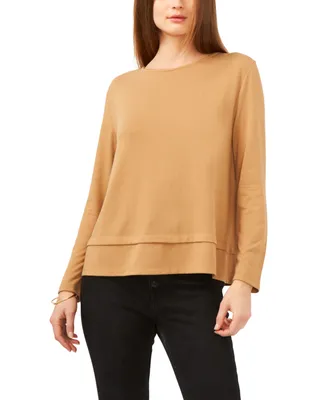 1.state Women's Long Sleeve Tie Back Cozy Knit Top